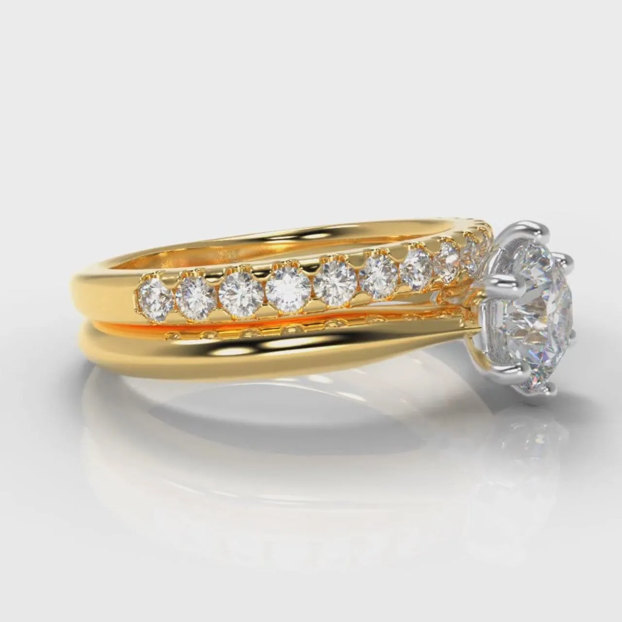Star Solitaire Round Brilliant Bridal Set - Yellow Gold