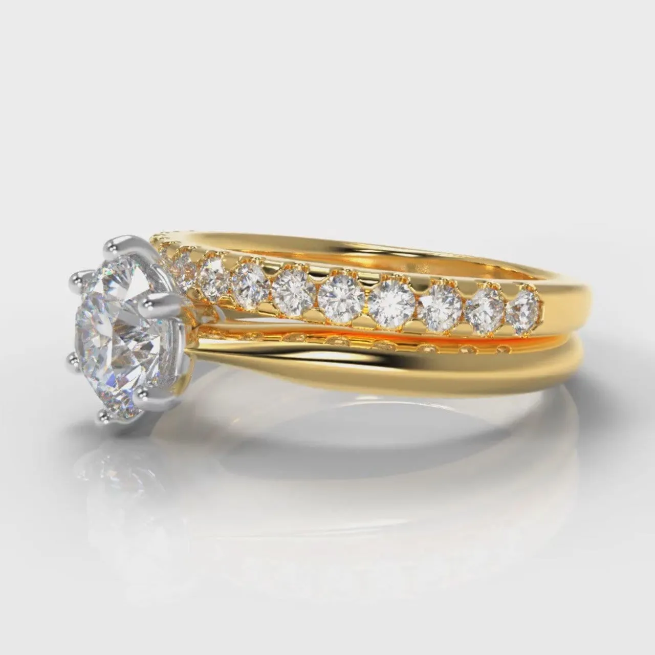 Star Solitaire Round Brilliant Bridal Set - Yellow Gold