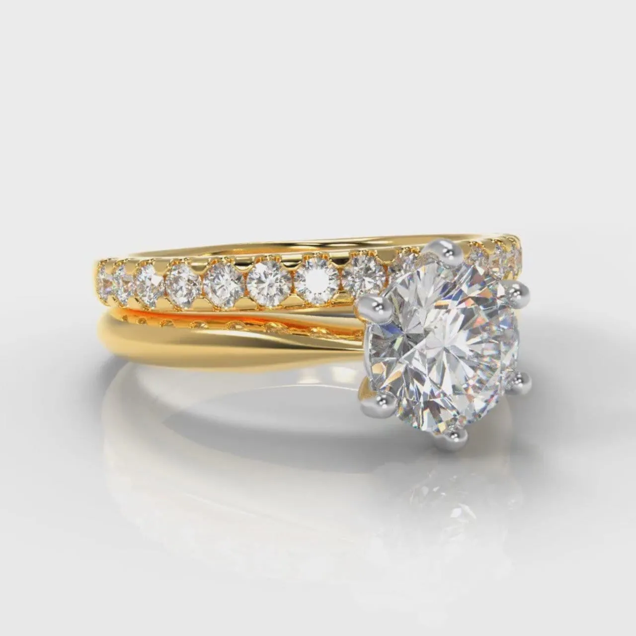 Star Solitaire Round Brilliant Bridal Set - Yellow Gold