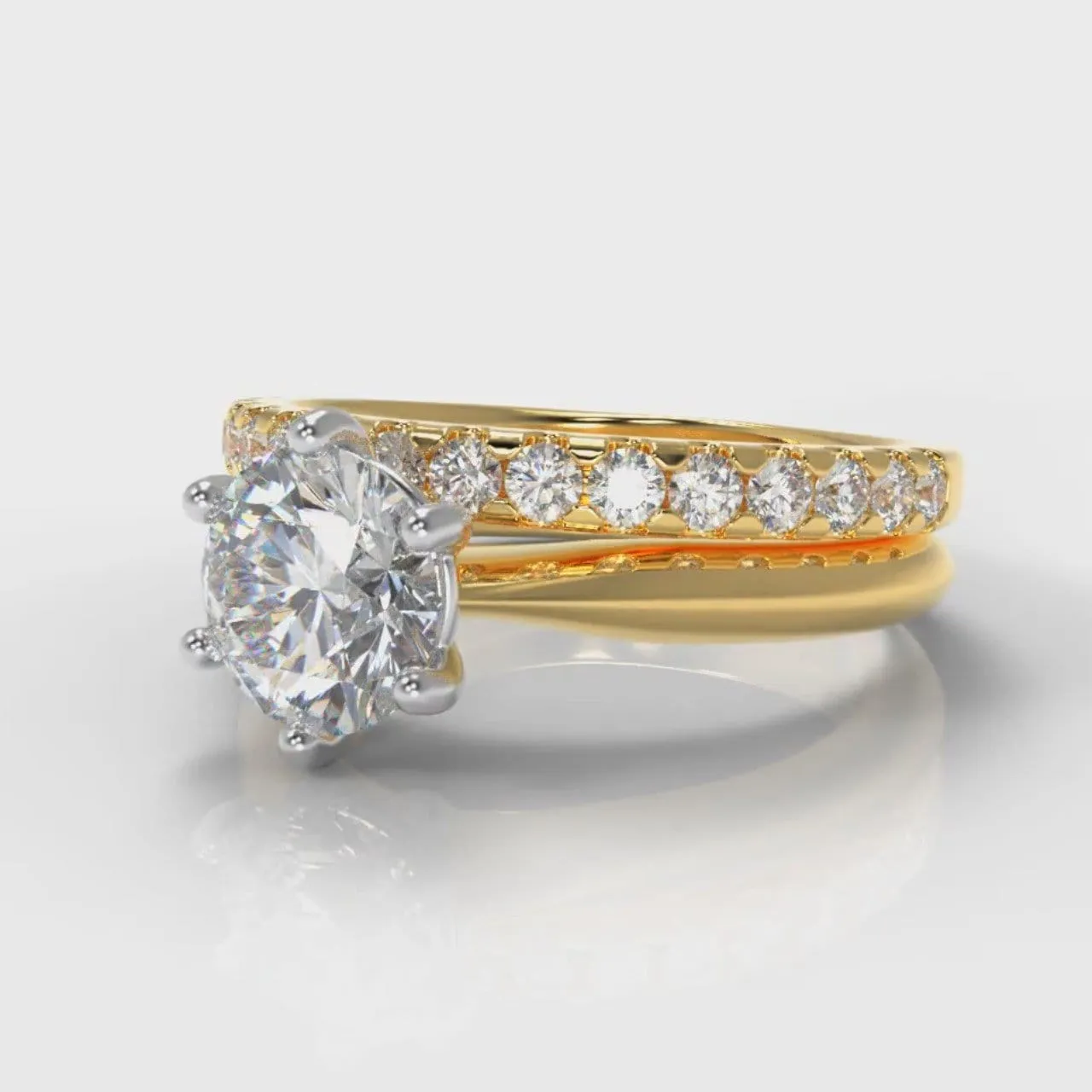 Star Solitaire Round Brilliant Bridal Set - Yellow Gold