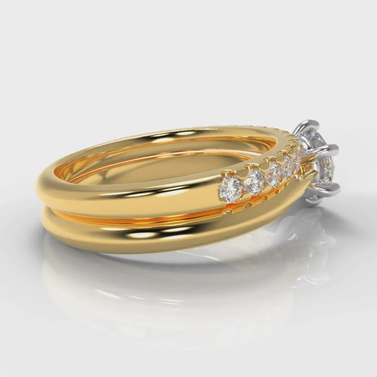 Star Solitaire Round Brilliant Bridal Set - Yellow Gold