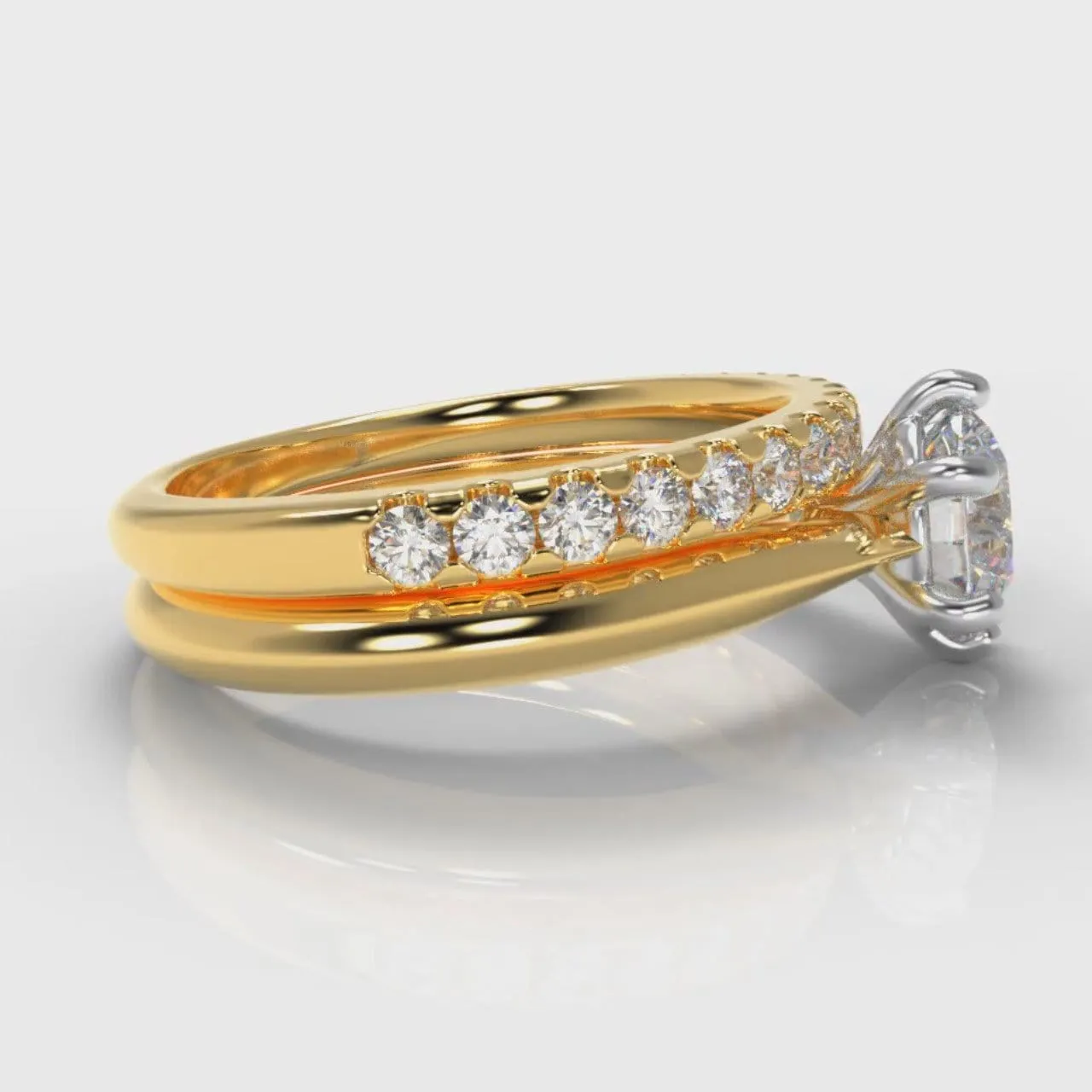 Star Solitaire Round Brilliant Bridal Set - Yellow Gold