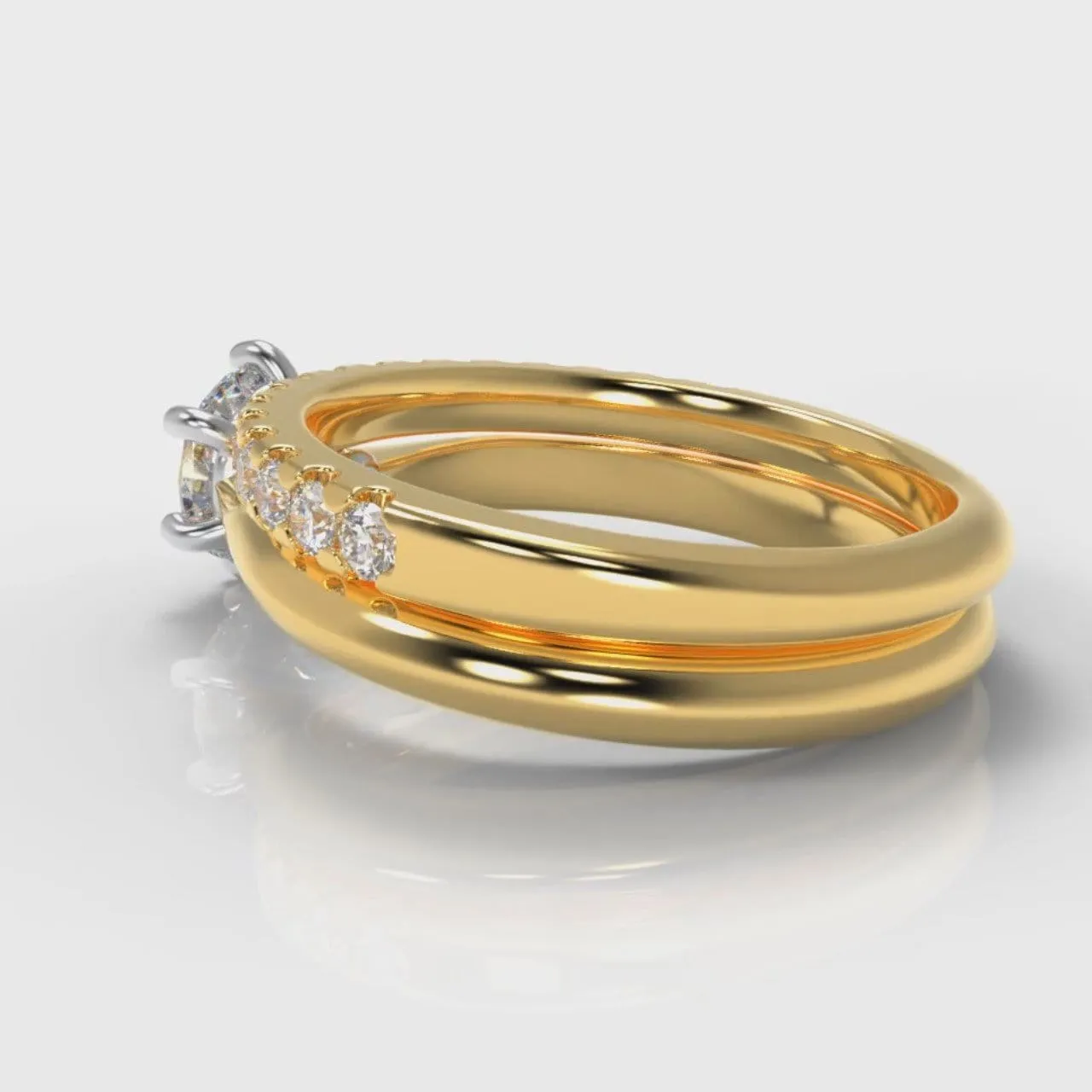 Star Solitaire Round Brilliant Bridal Set - Yellow Gold