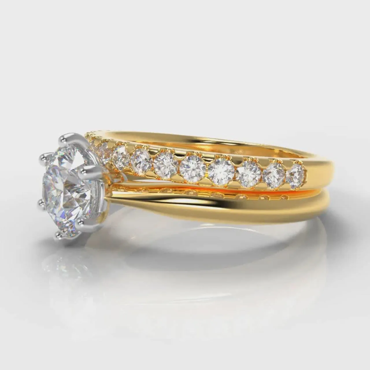 Star Solitaire Round Brilliant Bridal Set - Yellow Gold