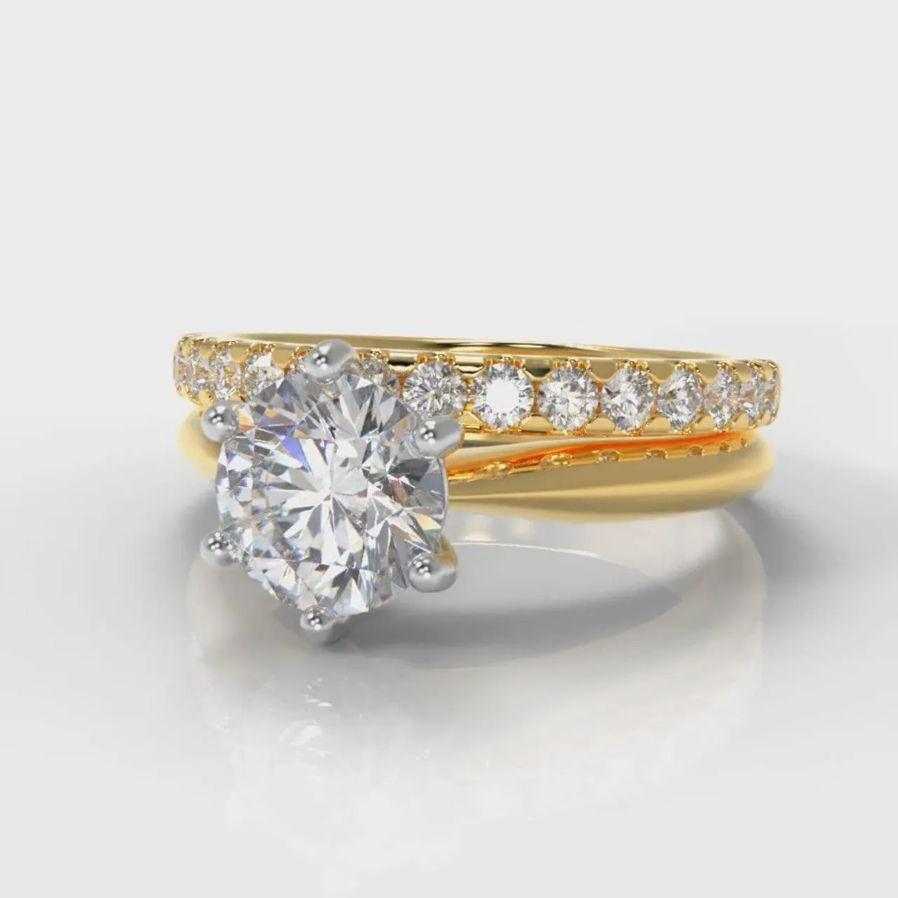 Star Solitaire Round Brilliant Bridal Set - Yellow Gold