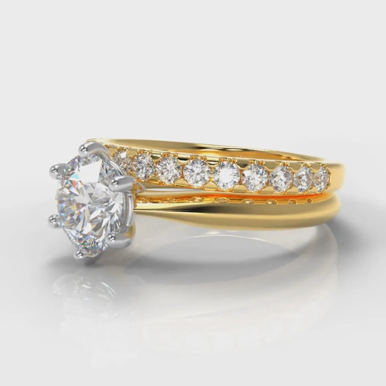 Star Solitaire Round Brilliant Bridal Set - Yellow Gold