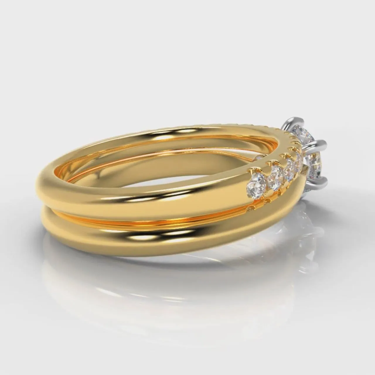 Star Solitaire Round Brilliant Bridal Set - Yellow Gold