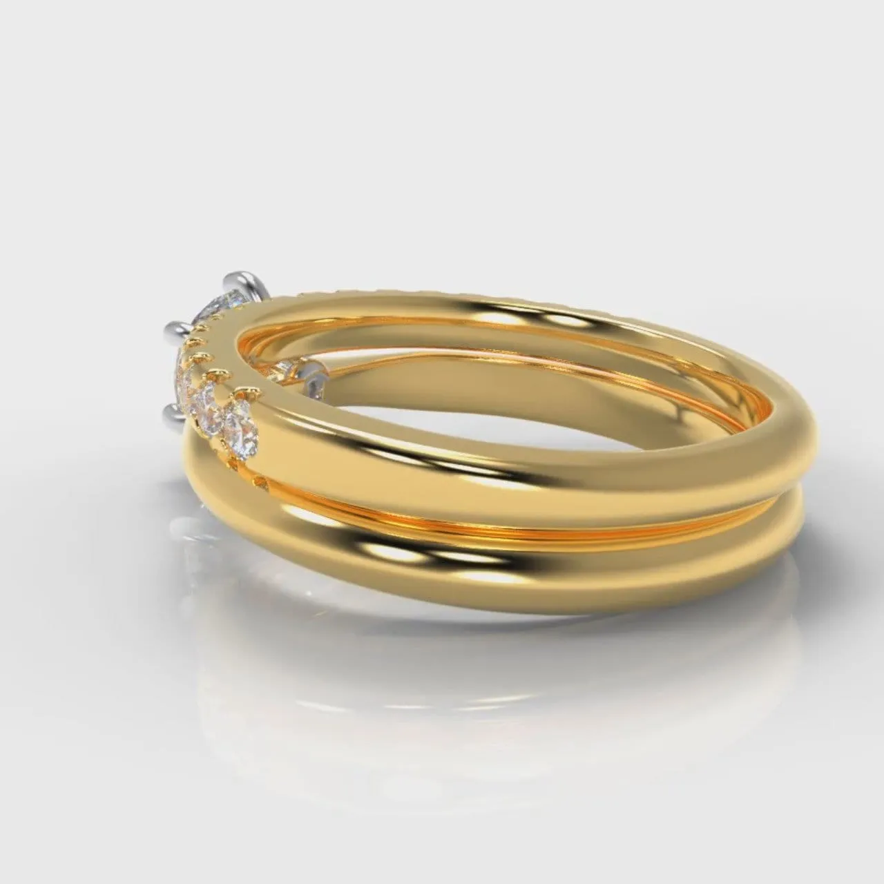 Star Solitaire Round Brilliant Bridal Set - Yellow Gold