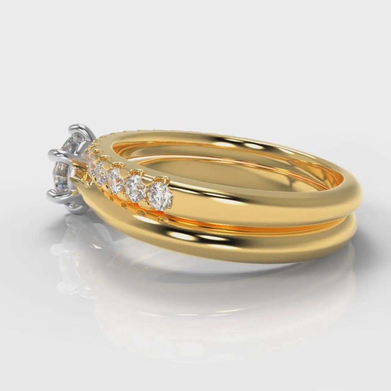 Star Solitaire Round Brilliant Bridal Set - Yellow Gold