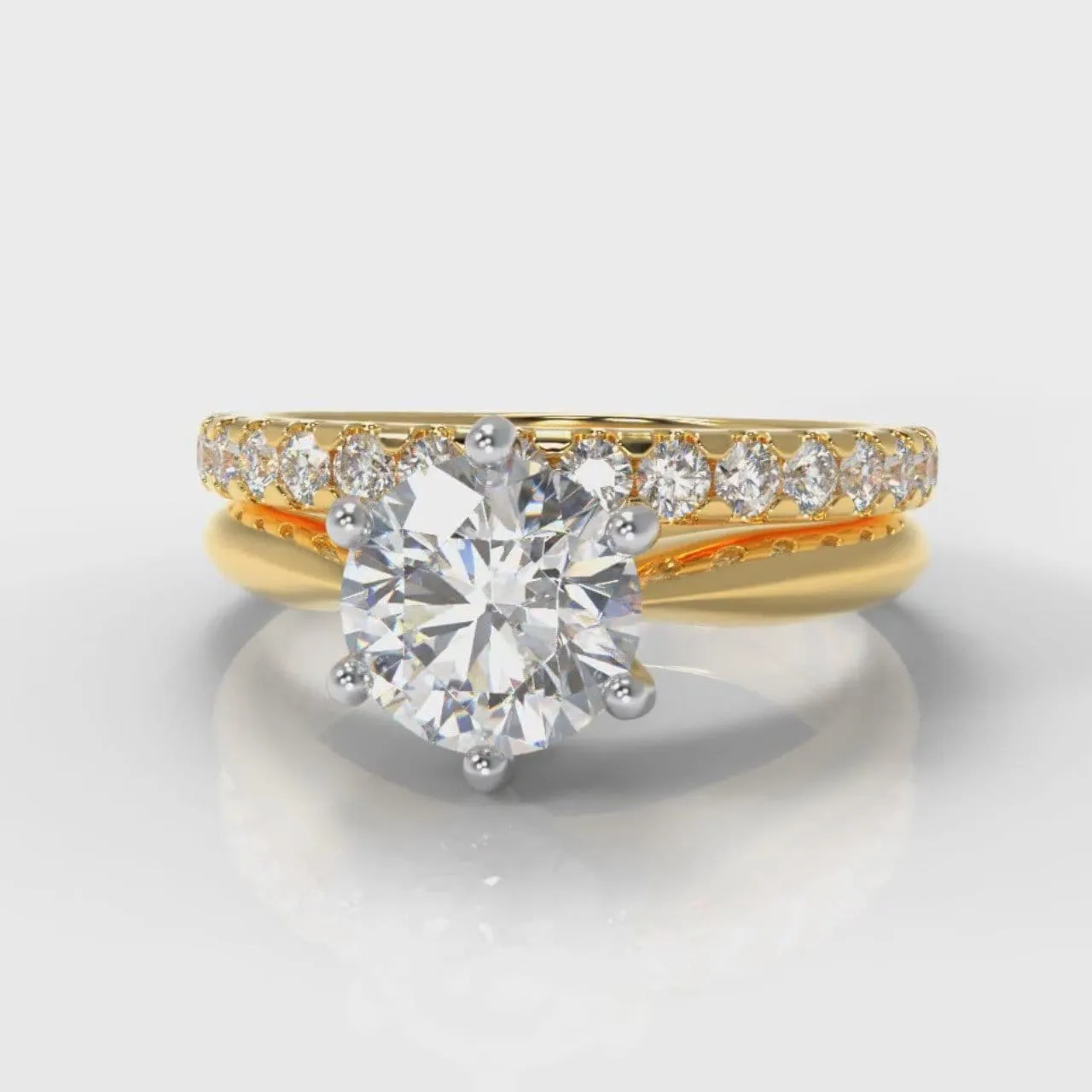 Star Solitaire Round Brilliant Bridal Set - Yellow Gold
