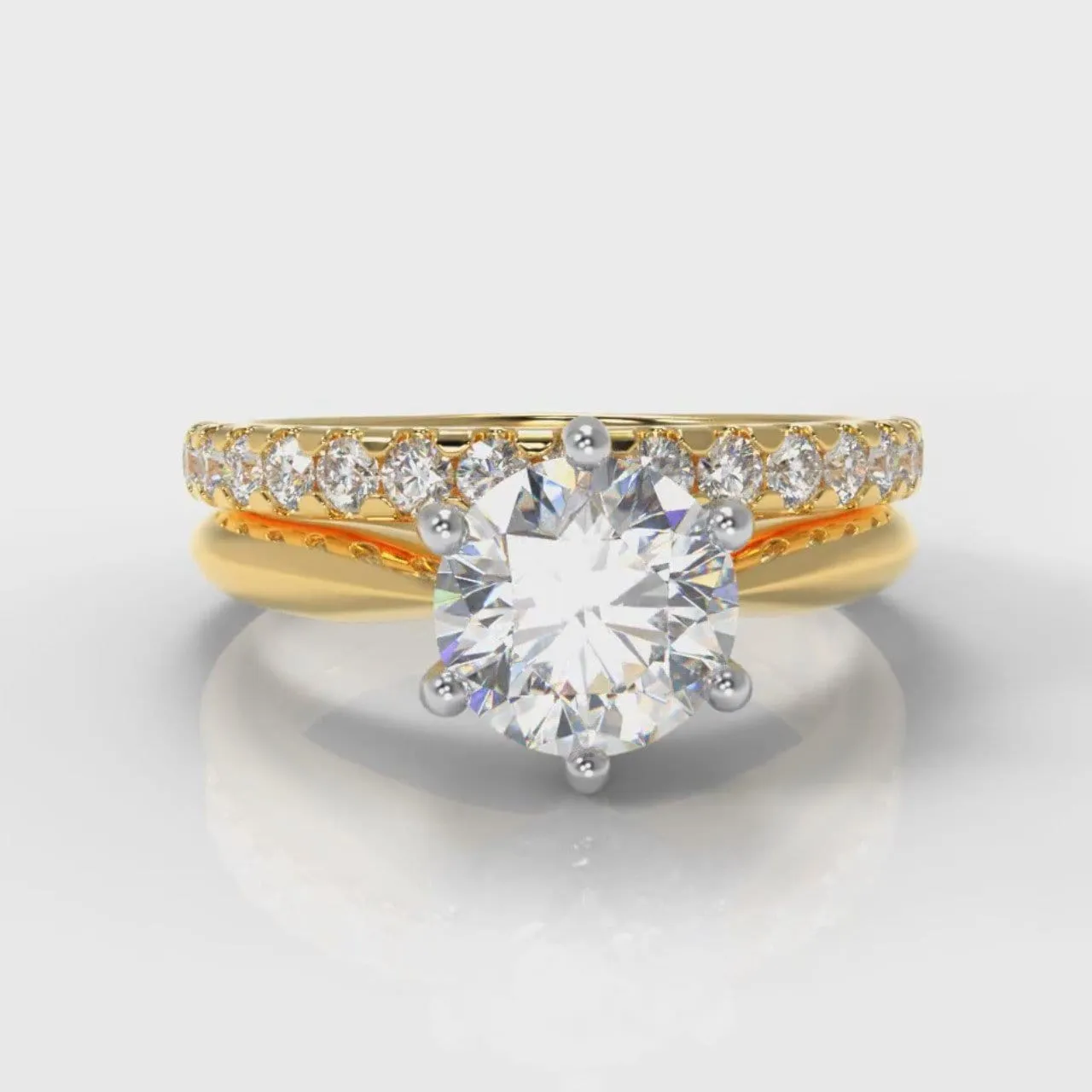 Star Solitaire Round Brilliant Bridal Set - Yellow Gold