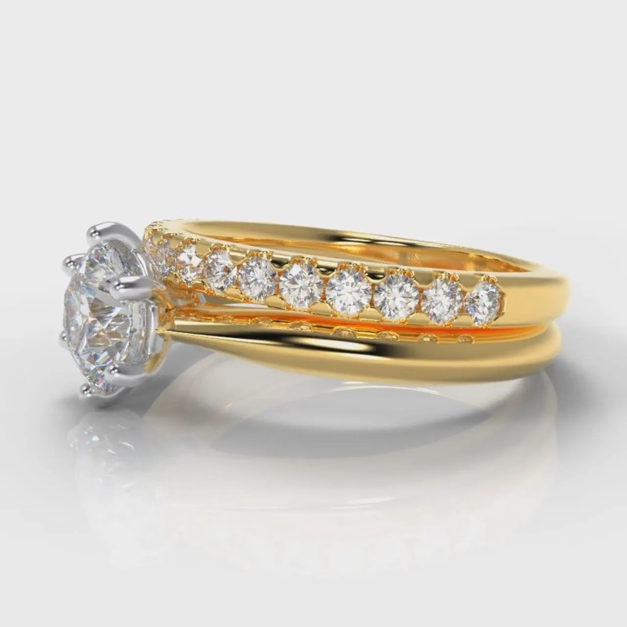 Star Solitaire Round Brilliant Bridal Set - Yellow Gold