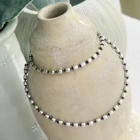 Sterling Silver 3mm Oval Beaded Necklace