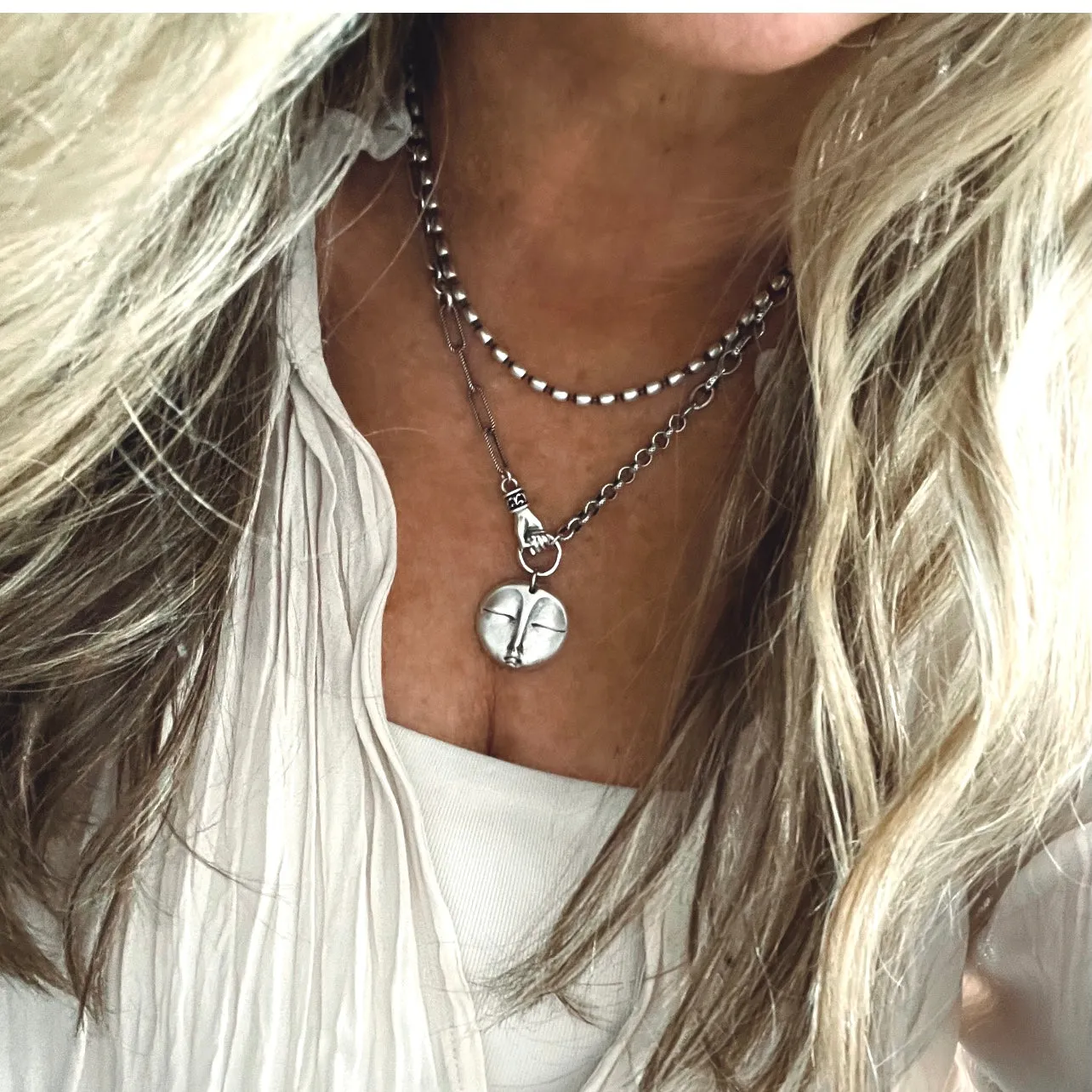 Sterling Silver 3mm Oval Beaded Necklace