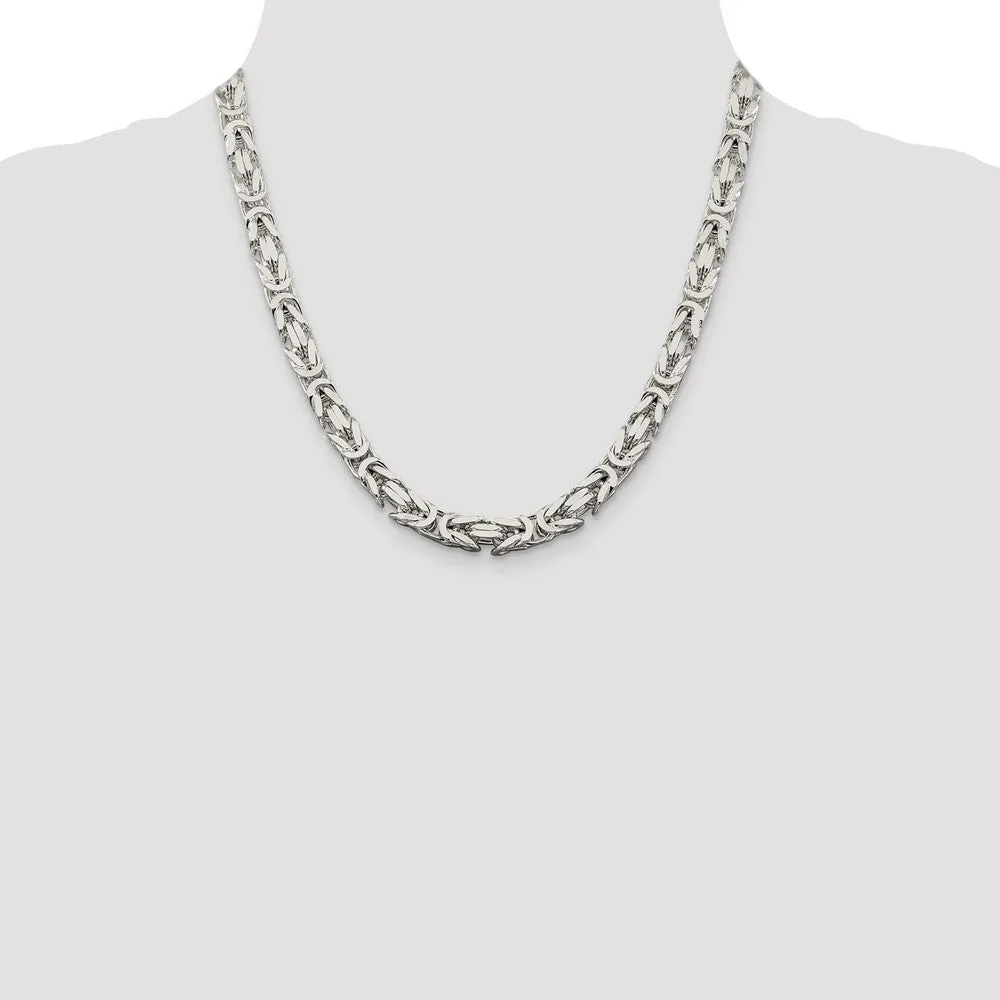 Sterling Silver 7.5mm Square Byzantine Chain