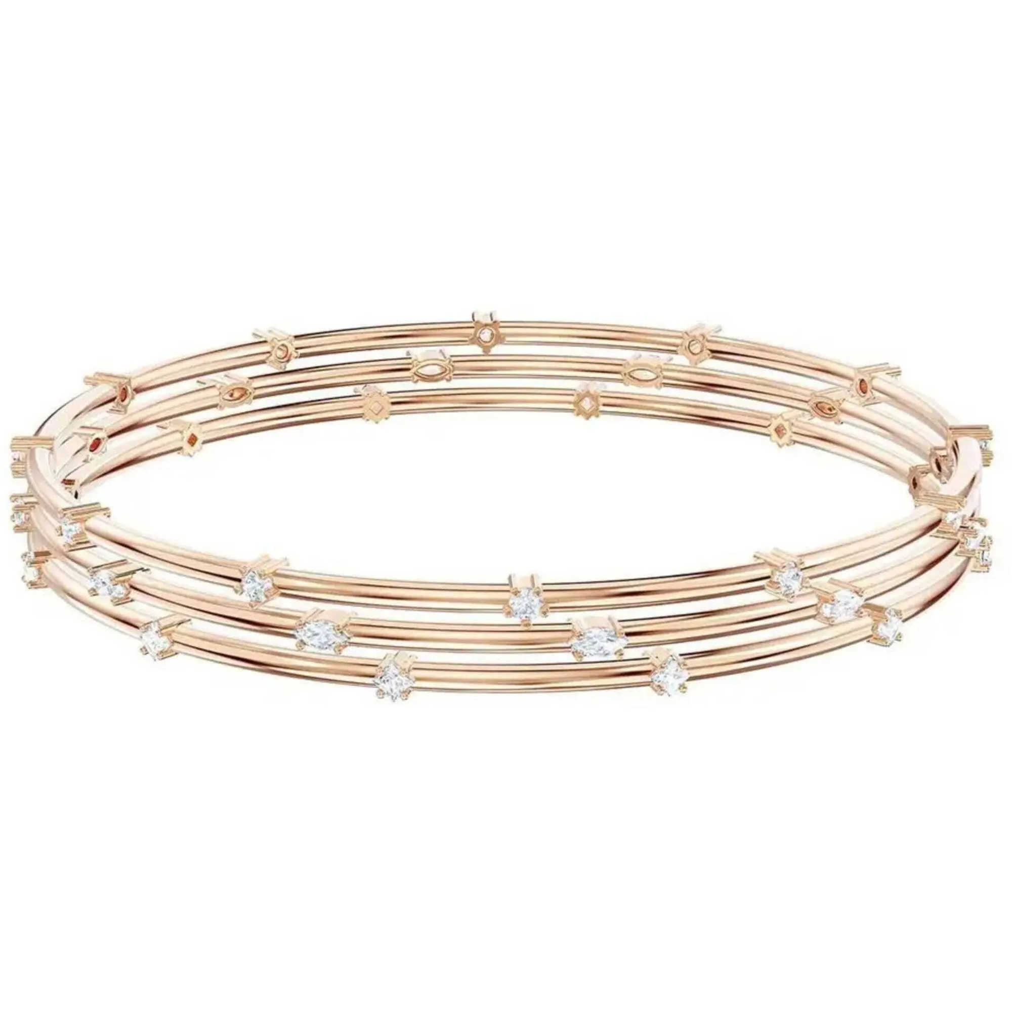 Swarovski Women's Cluster Bangle - MoonSun White Crystal Rose Gold Plated | 5486623