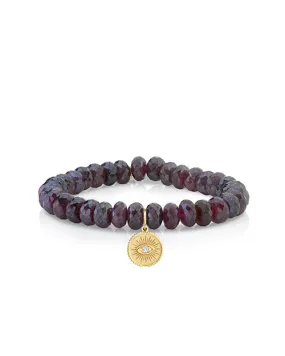 SYDNEY EVAN | Small Marquis Coin Beaded Bracelet | Rhodolite