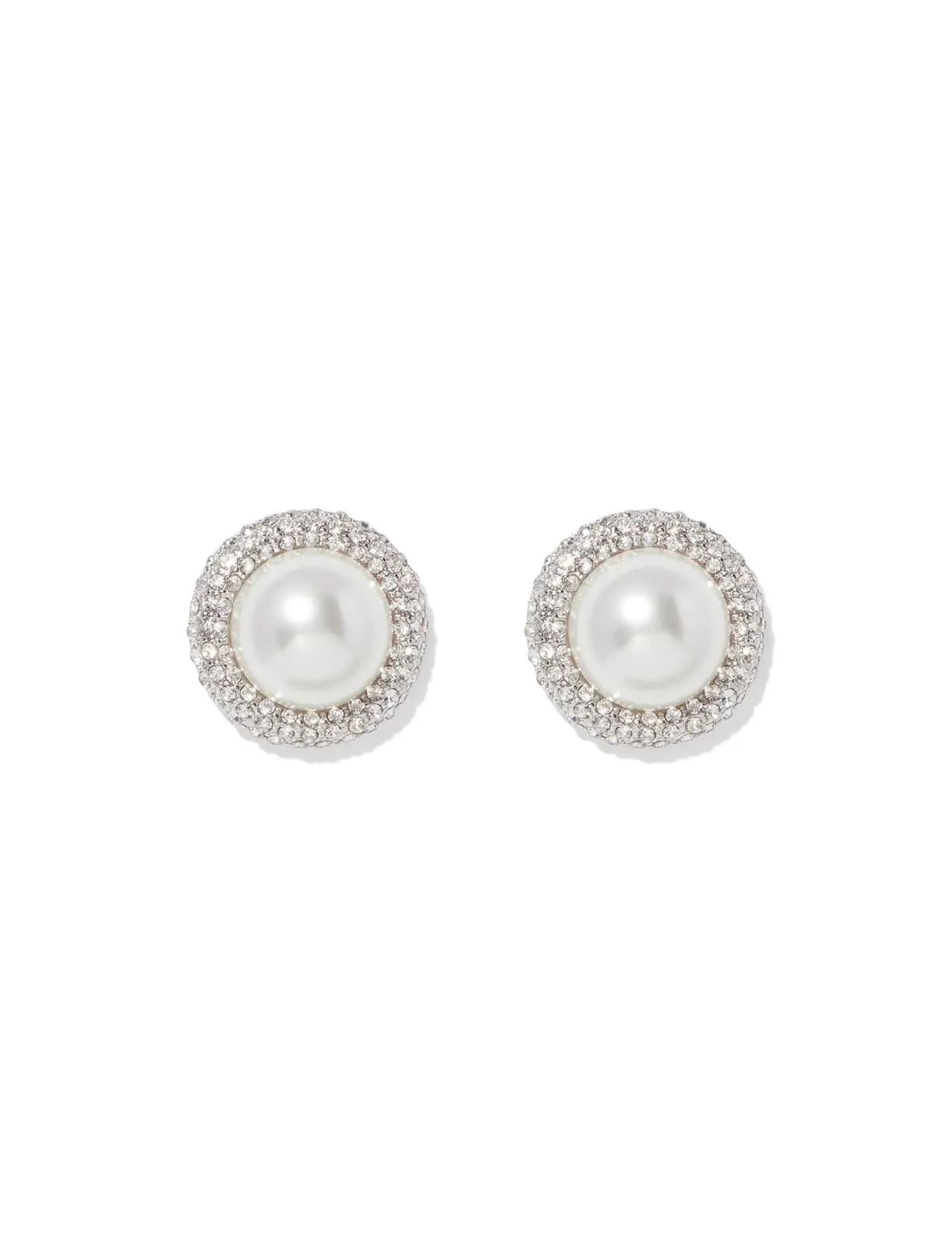 Sylvia Large Pearl & Stone Stud Earrings