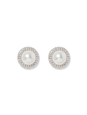 Sylvia Large Pearl & Stone Stud Earrings