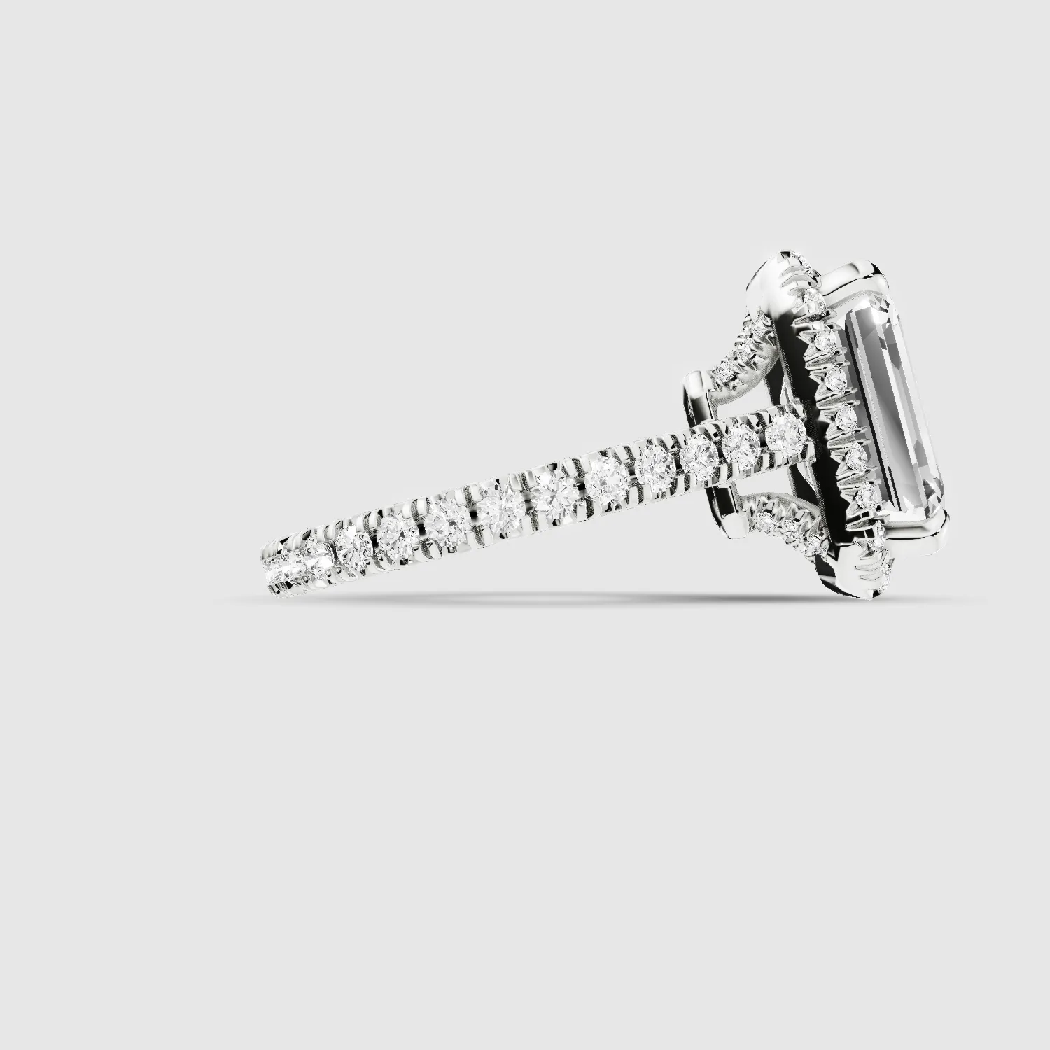 The Infinity Halo Solitaire Ring-Emerald Cut