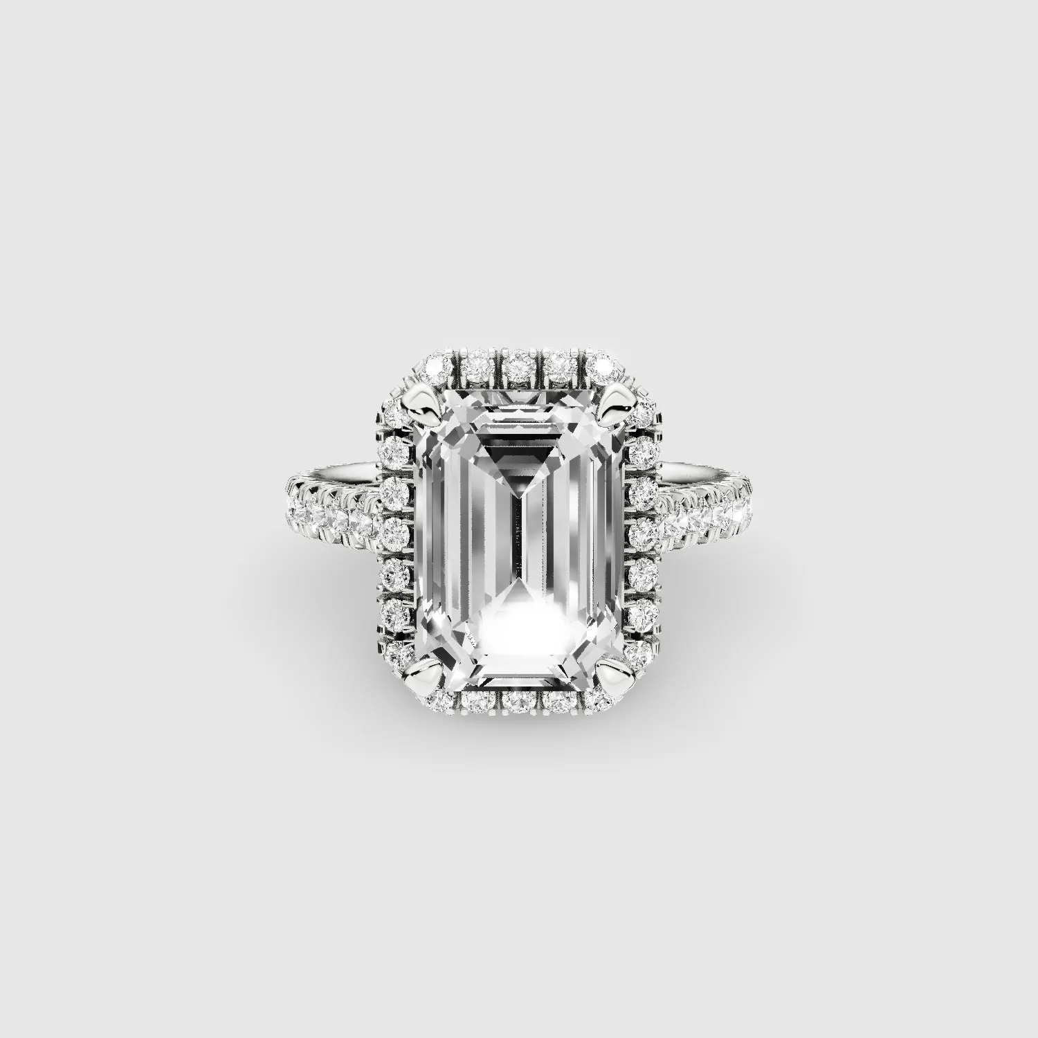 The Infinity Halo Solitaire Ring-Emerald Cut