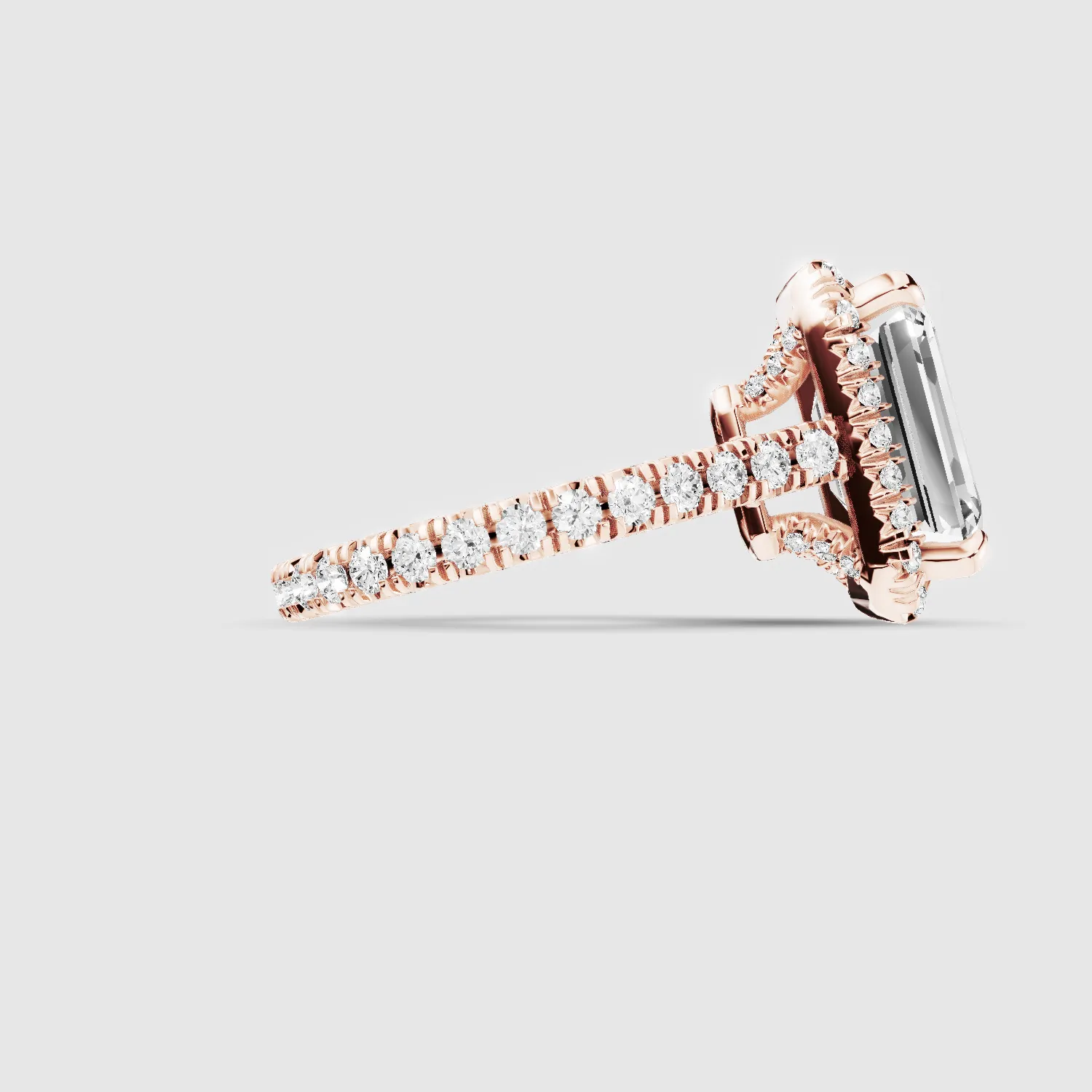 The Infinity Halo Solitaire Ring-Emerald Cut