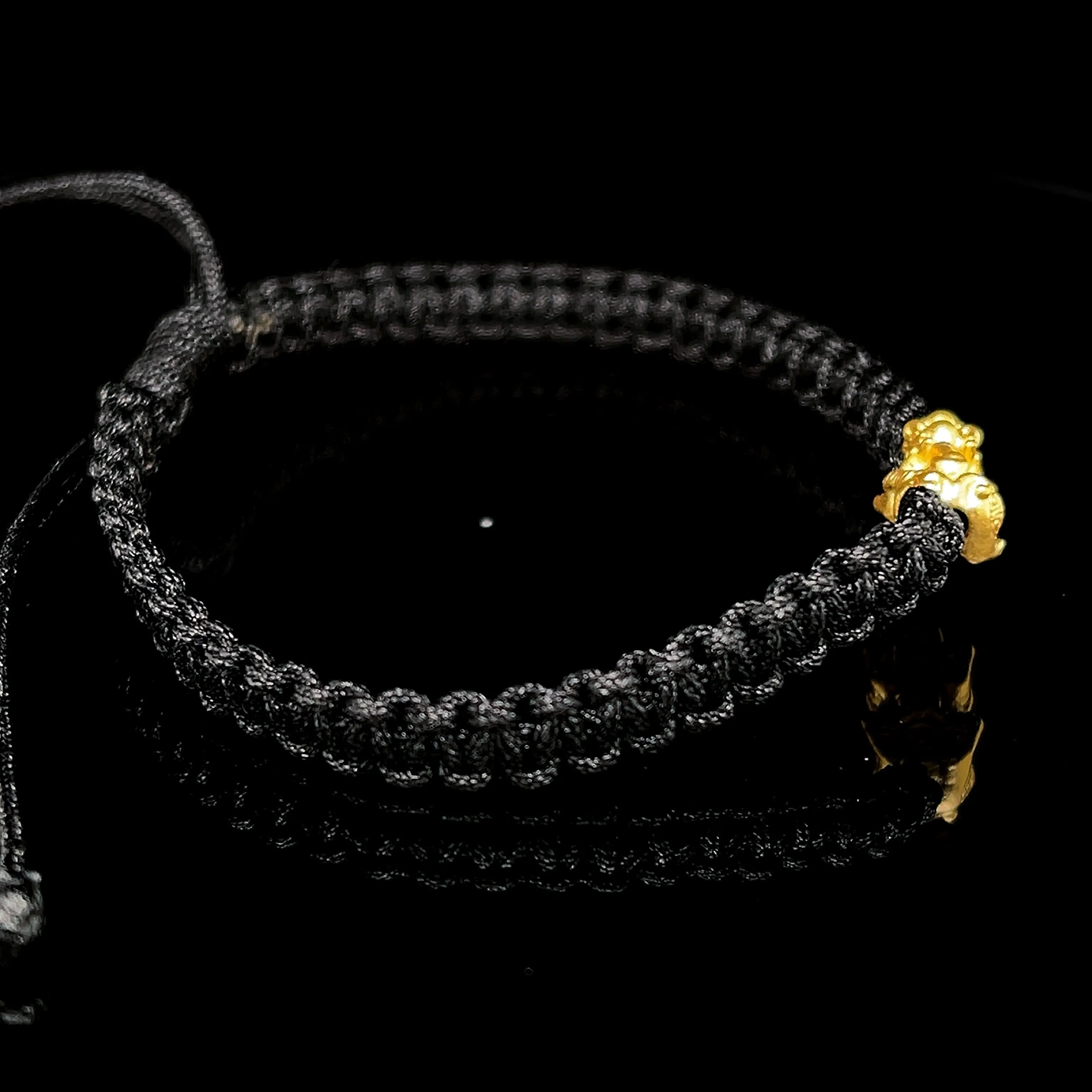 The Vault | 24kt Lucky Piyao Black String Unisex Bracelet