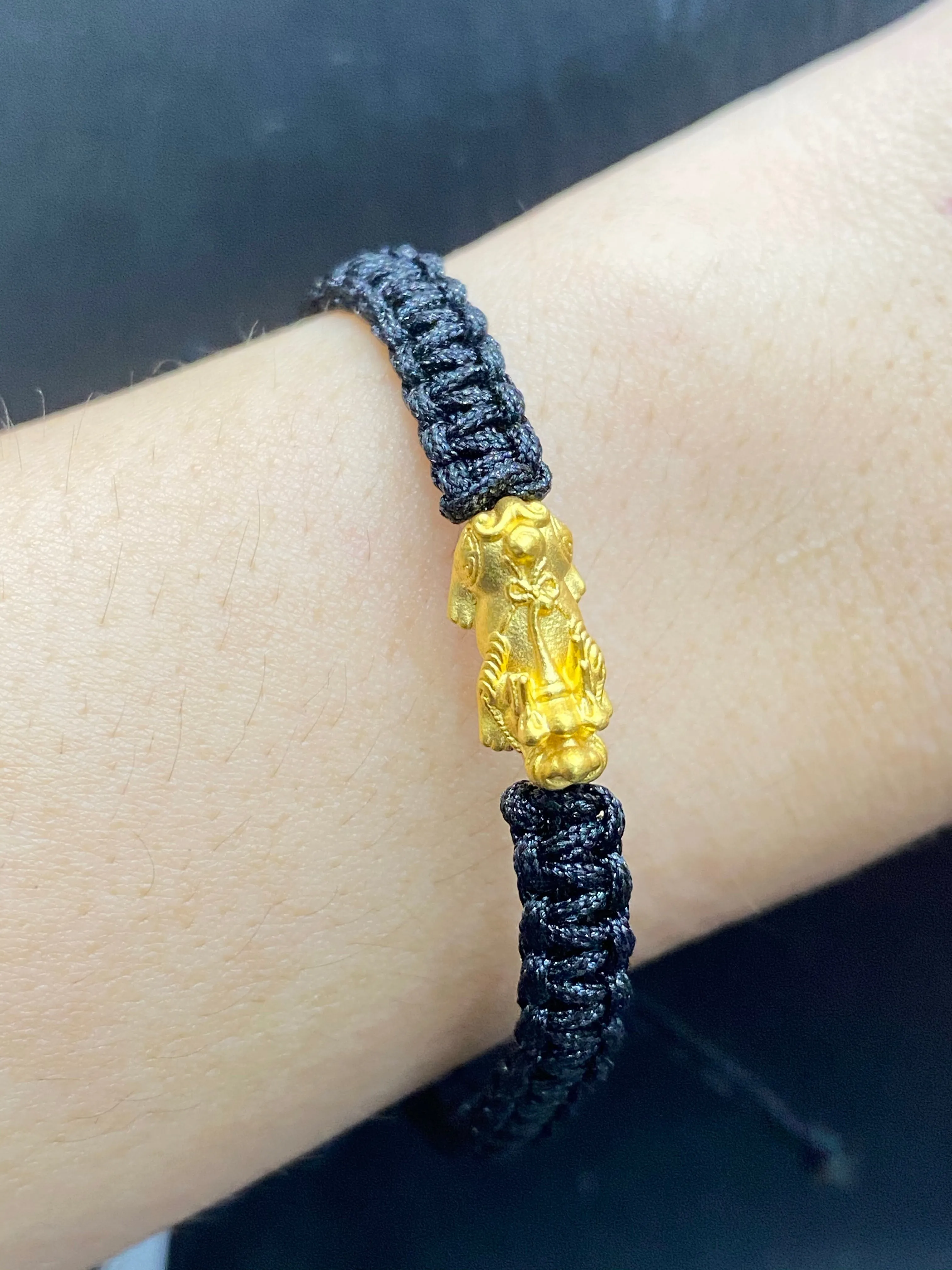 The Vault | 24kt Lucky Piyao Black String Unisex Bracelet