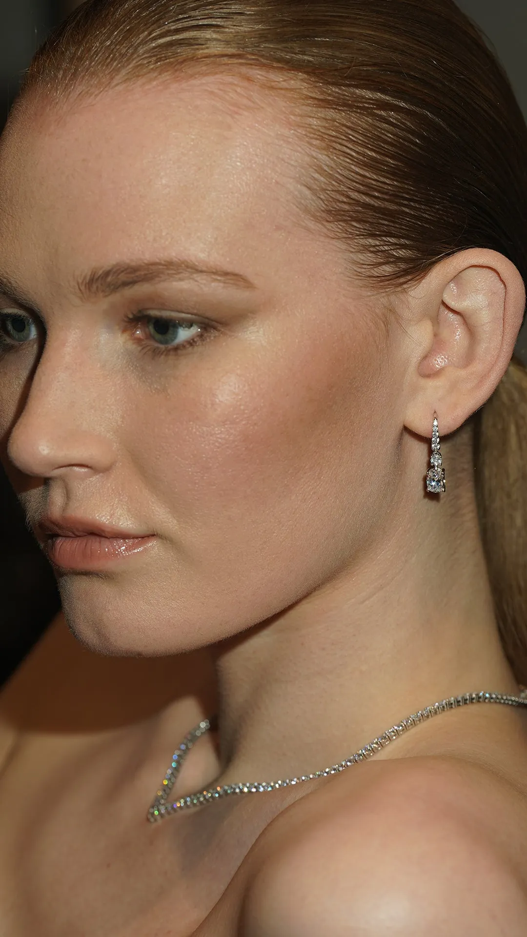 Thea Drop Oval White Gold Plated