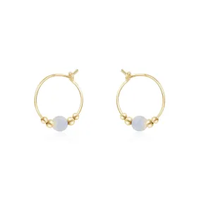 Tiny Rainbow Moonstone Bead Hoop Earrings
