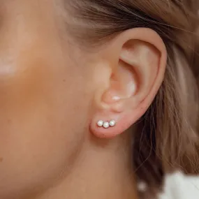 Trio Pearl Stud Earrings Sterling Silver