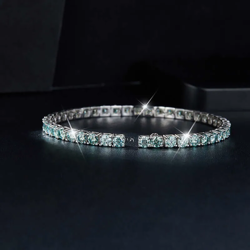 Turquoise Moissanite Tennis Bracelet