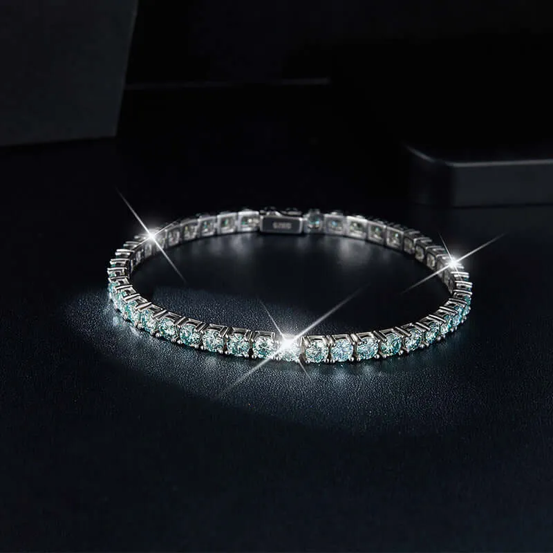 Turquoise Moissanite Tennis Bracelet