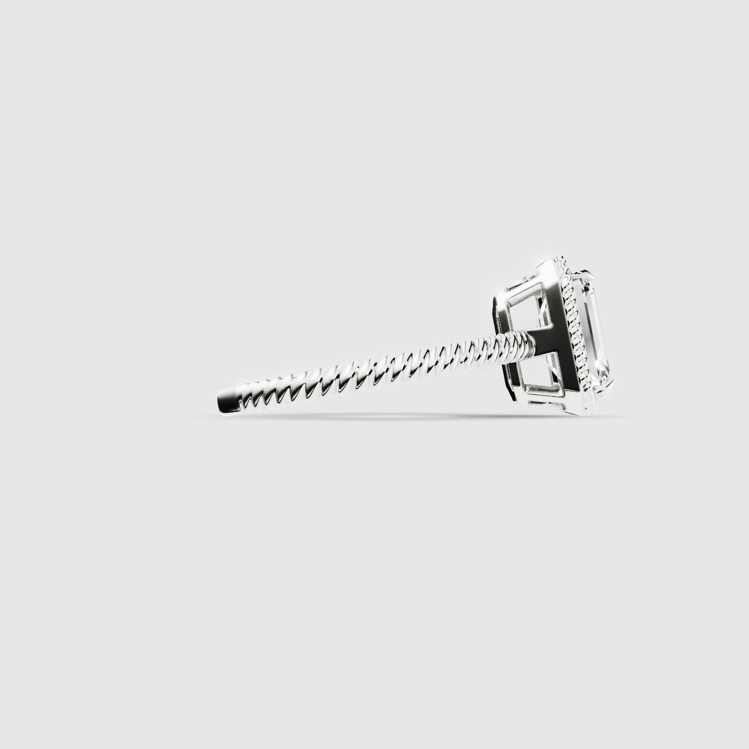 Twine Halo Lab Grown Diamond Rope Solitaire Ring-Emerald Cut