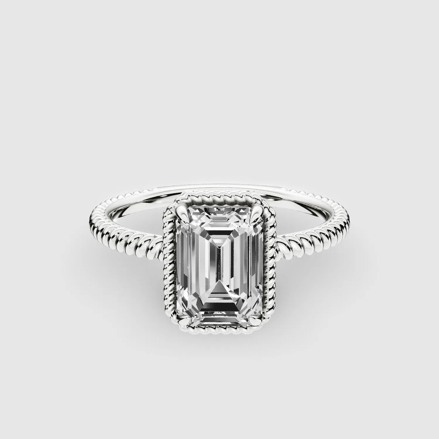 Twine Halo Lab Grown Diamond Rope Solitaire Ring-Emerald Cut
