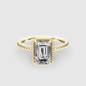 Twine Halo Lab Grown Diamond Rope Solitaire Ring-Emerald Cut