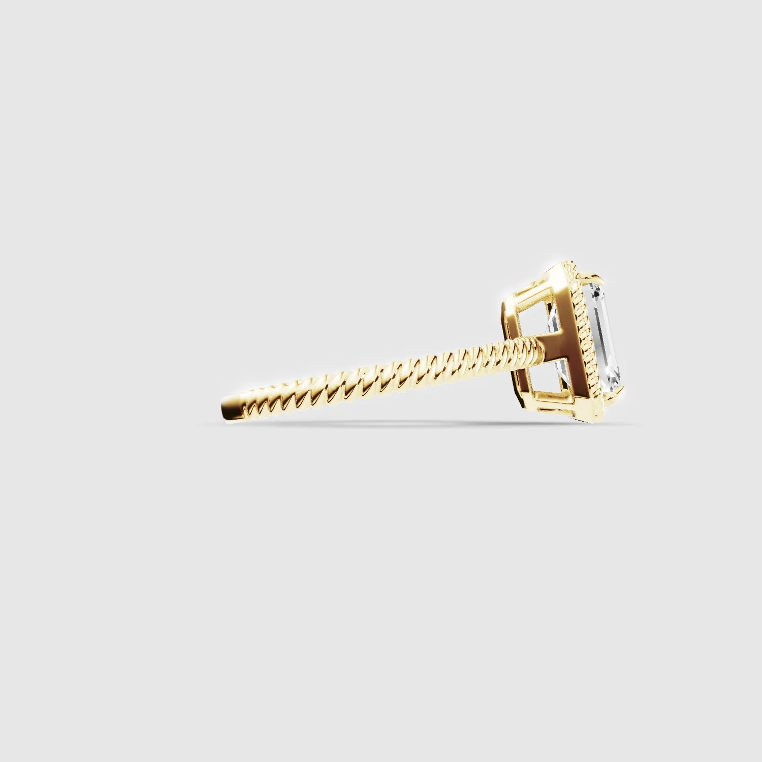 Twine Halo Lab Grown Diamond Rope Solitaire Ring-Emerald Cut