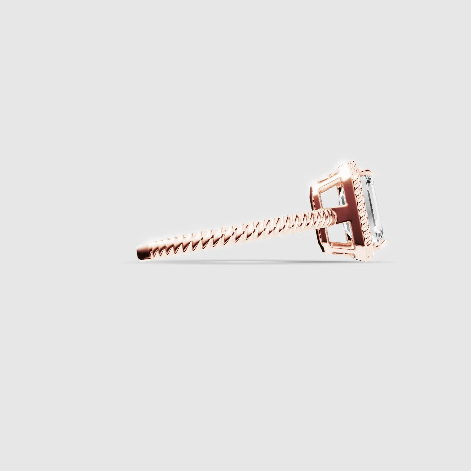 Twine Halo Lab Grown Diamond Rope Solitaire Ring-Emerald Cut