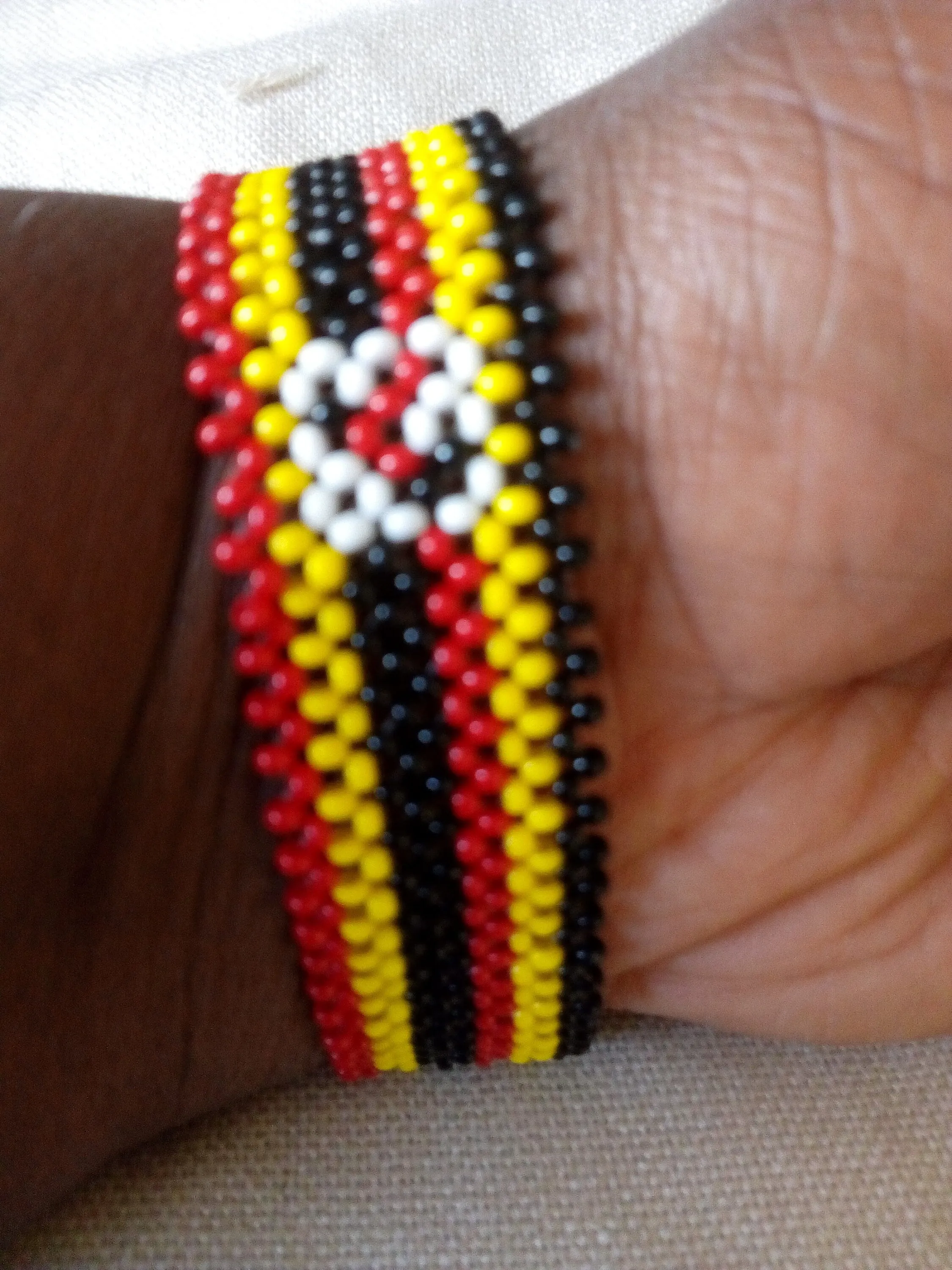 Ugadan flag beaded bracelets made in Kenya by the masaai/maasai/masai community