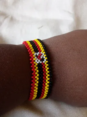 Ugadan flag beaded bracelets made in Kenya by the masaai/maasai/masai community