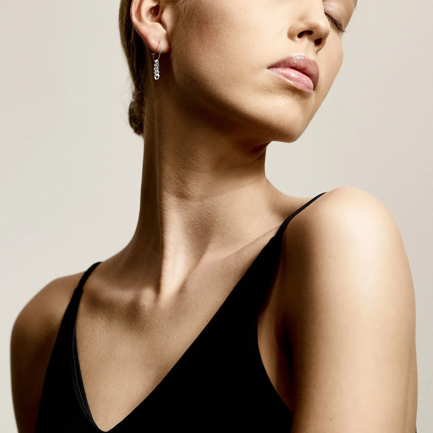 Water Chain Silver Plated Hoops