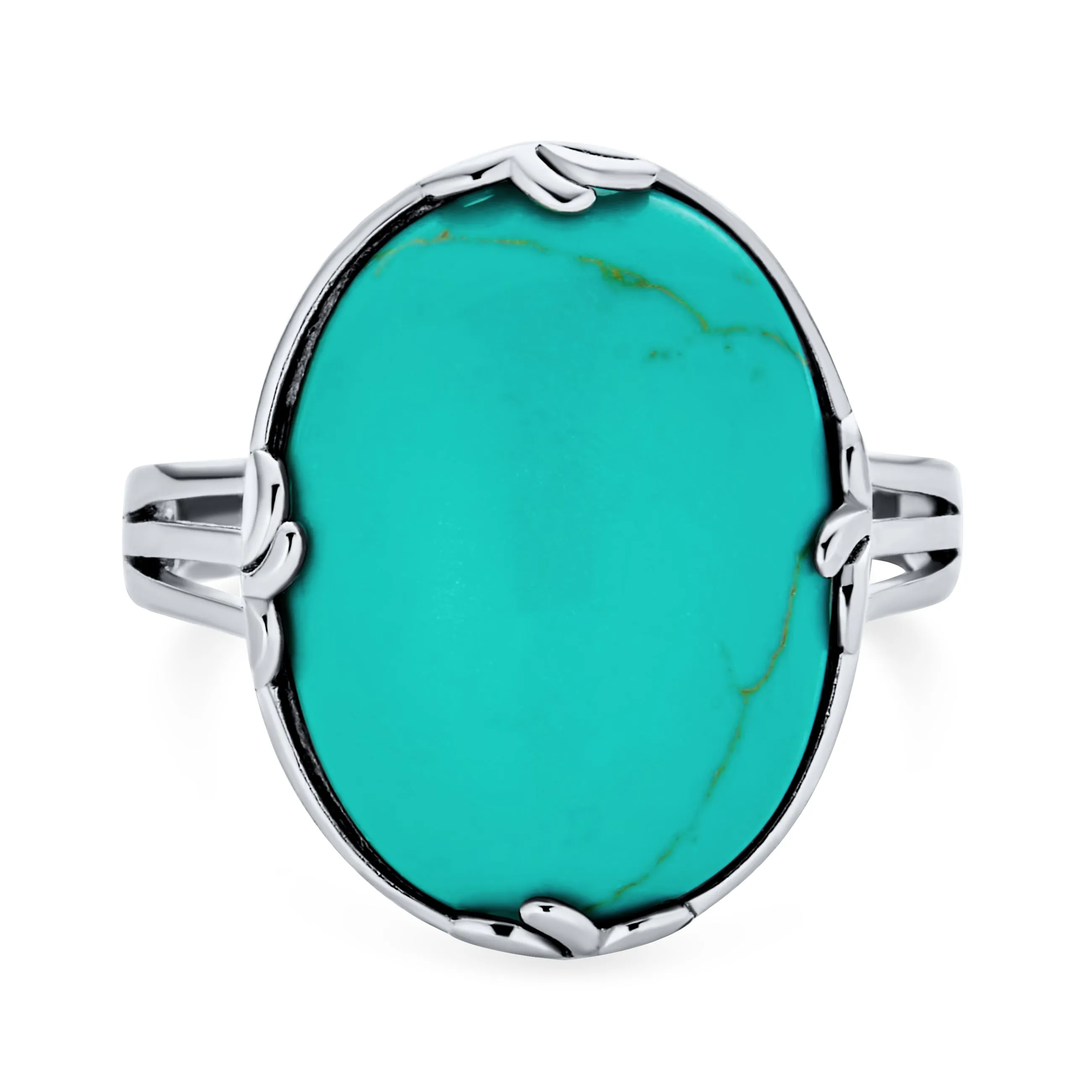 Western Boho Vintage Silver Ring Fleur Dis Lis Gemstone Filigree Oval Armor