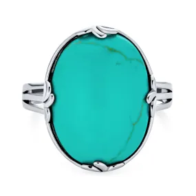 Western Boho Vintage Silver Ring Fleur Dis Lis Gemstone Filigree Oval Armor