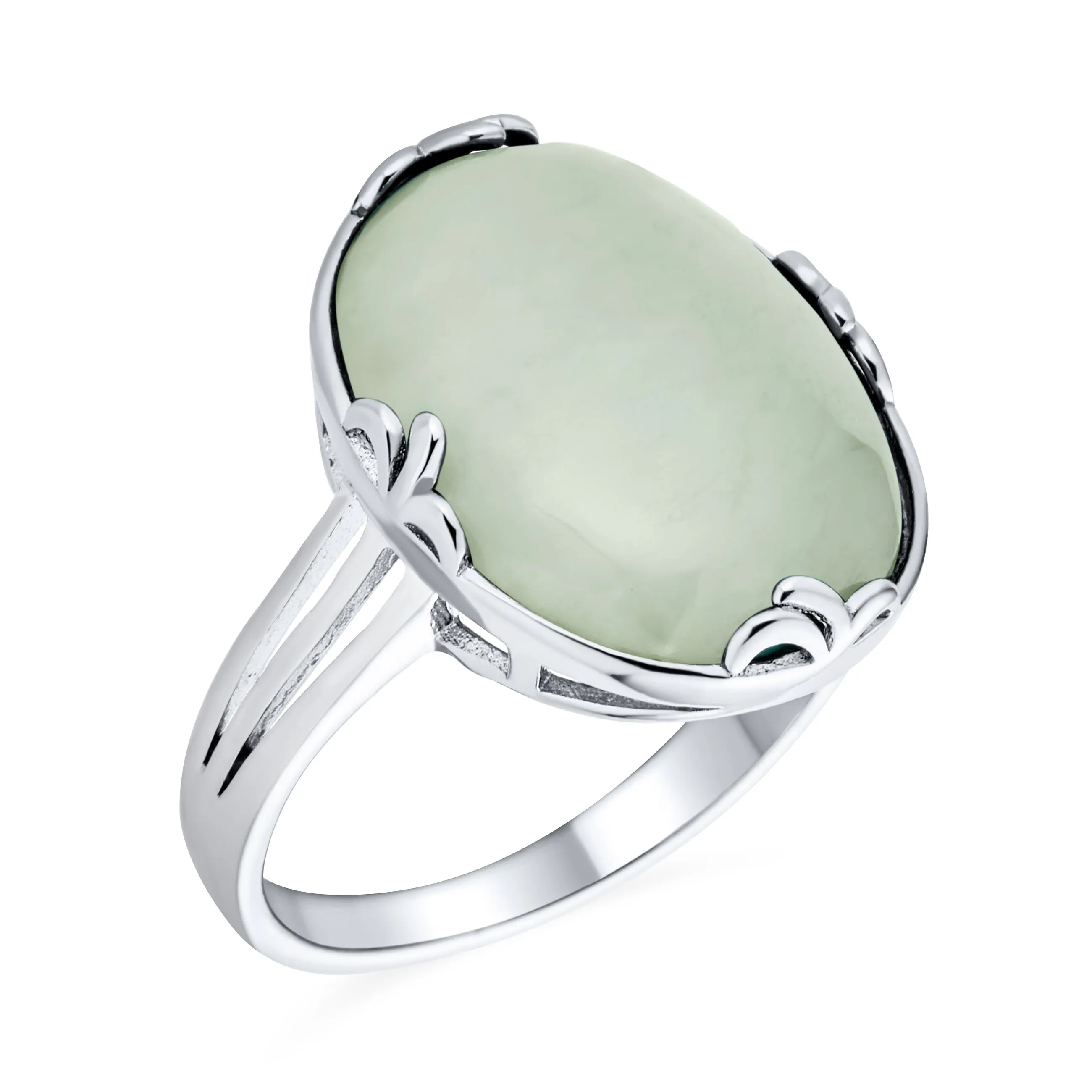 Western Boho Vintage Silver Ring Fleur Dis Lis Gemstone Filigree Oval Armor