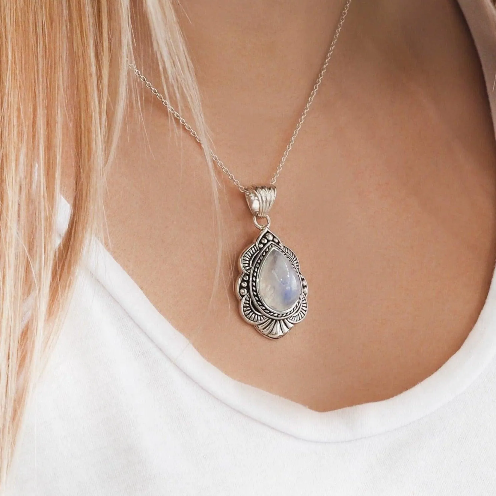 Wild Flower Moonstone Necklace