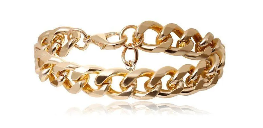 Womens Boho Thick Gold Charm Bracelets 4Pc Set Bangles