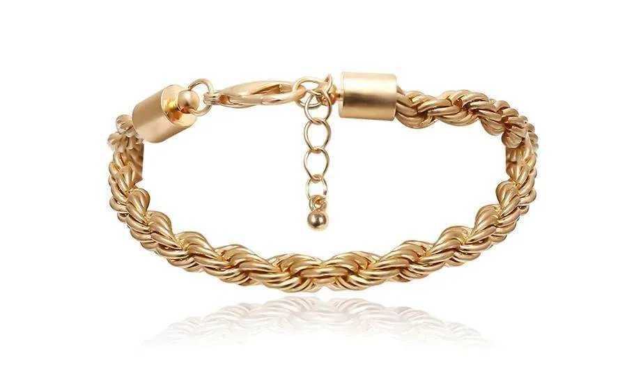 Womens Boho Thick Gold Charm Bracelets 4Pc Set Bangles