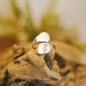 Wrap Around Mother Of Pearl Adjustable Sterling Silver Ring