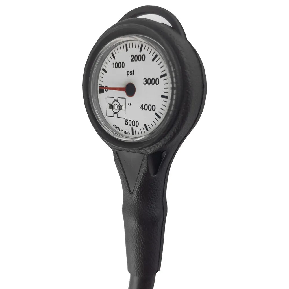 XS Scuba Highland Thin-Line Pressure Gauge - Complete (Imperial/Miflex Hose)
